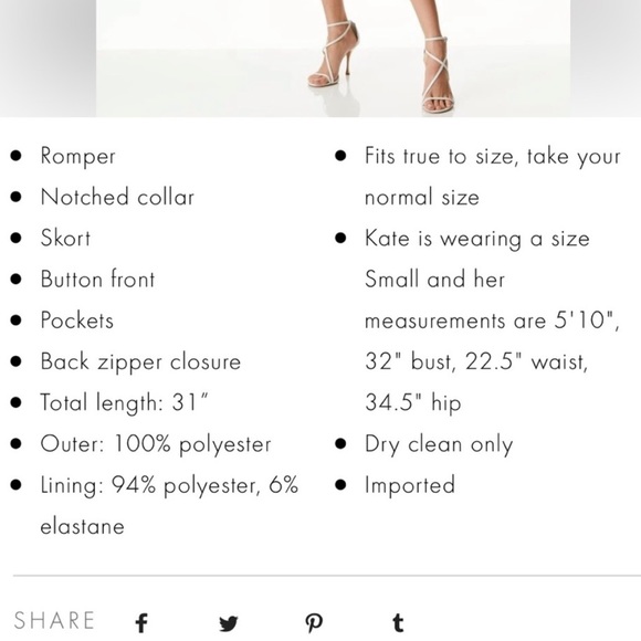 alice + olivia off white kyrie tuxedo skort romper size 4 - Picture 7 of 7